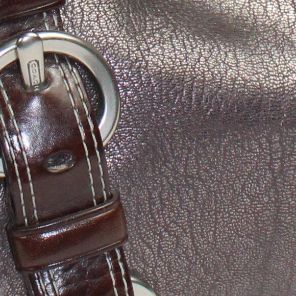 Coach Chelsea Silver Metallic Brown Accent Turn Lock Satchel - Picture 12 of 12